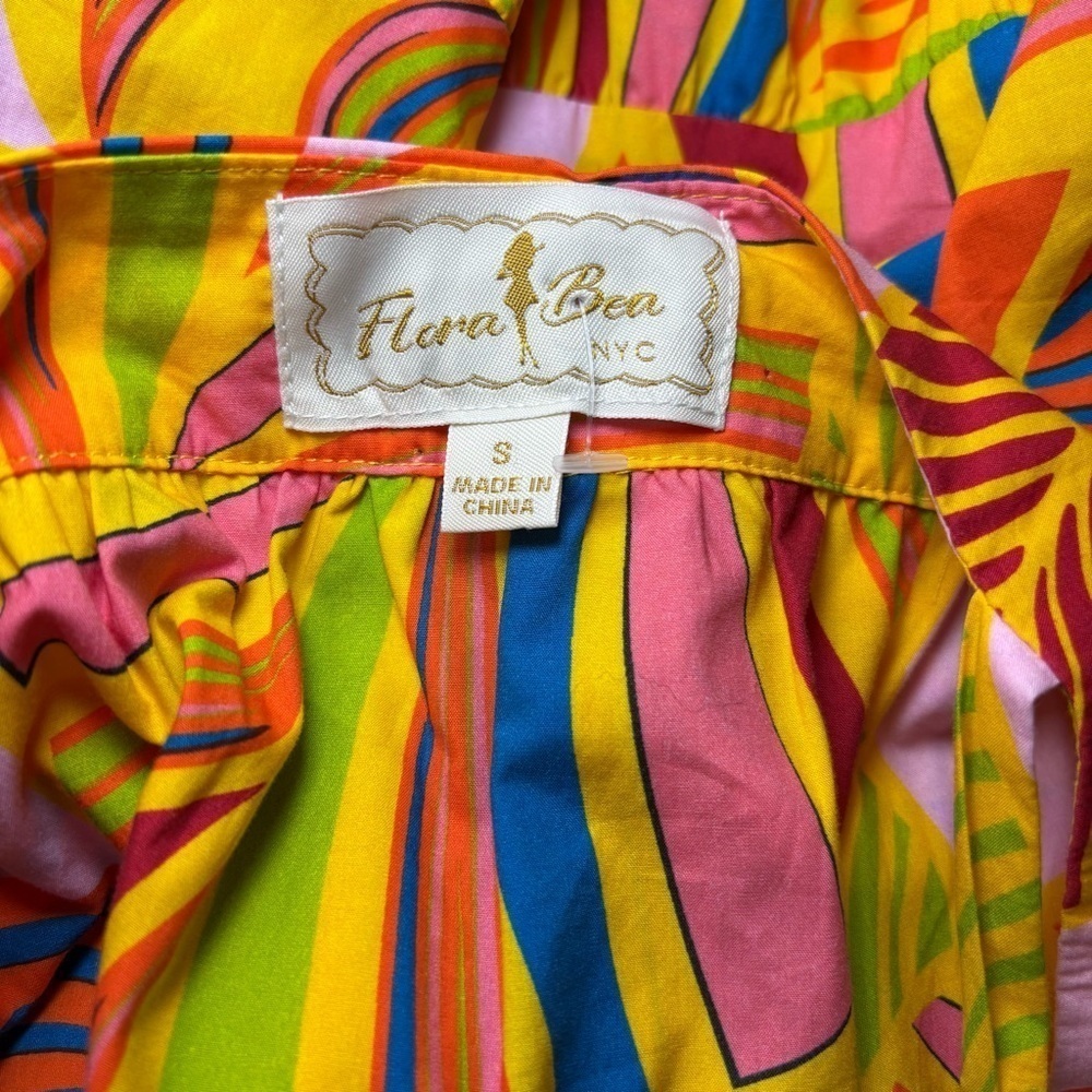 Flora Bea NYC Carey Maxi Dress Yellow Tiered Ruffle Small NWOT - Picture 11 of 12